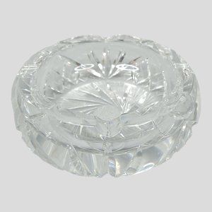 Vintage Heavy Cut Crystal Glass Cigarette Cigar 6" Ashtray Pinwheel Round Star
